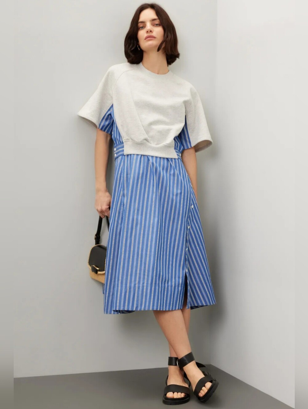 3.1 Phillip Lim Blue and White Striped Midi Dress Size XS